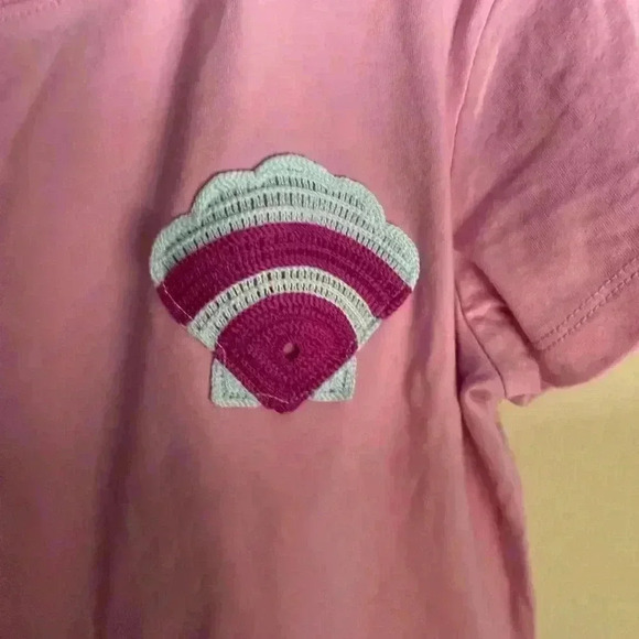 Girls' Short Sleeve Shell Applique Detail Boxy-Cat & Jack Lavender Large Mermaid - Picture 6 of 6